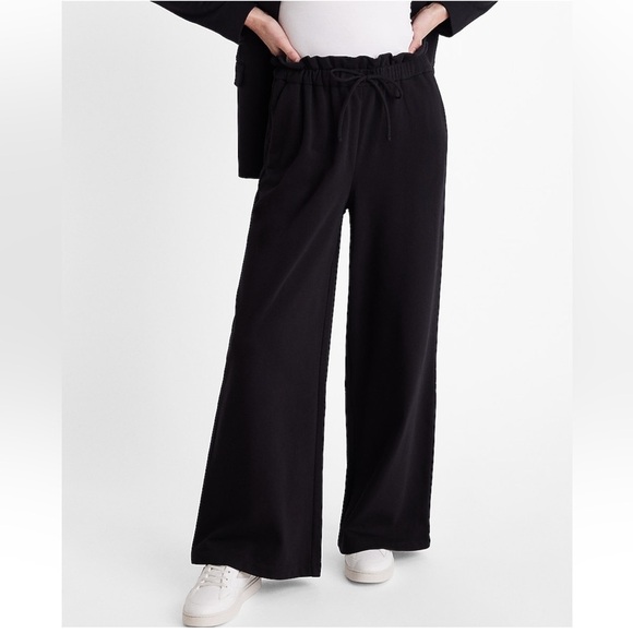 Express Pants - Express Paperbag Pants Black Womens Size Medium Pull On Style Wide Leg